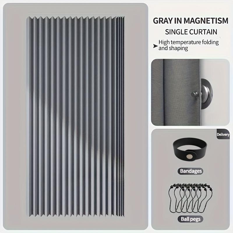 Gray Foldable High-Temperature Resistant Polyester Bathroom Partition Curtain with Hole Hook - Wave Style, Machine Washable,Bathroom Decor