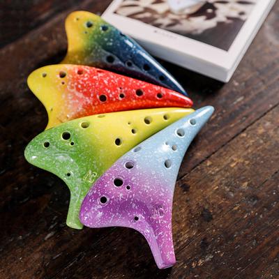 12 Holes Ceramic Ocarina Alto C Starry Style Musical Instrument with