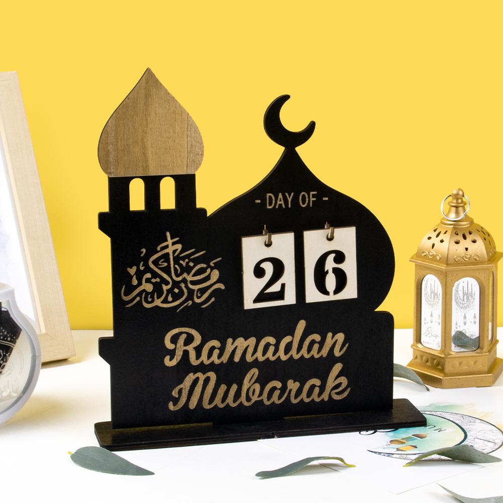 2025 Ramadan Adventskalender Eid Mubarak Acryl Countdown-Kalender Islamisches Muslimisches Festival Party Tisch Heimdekoration Ornament