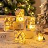 Battery Powered Snow House Figurine Resin Christmas Night Light  Bedroom Night Light