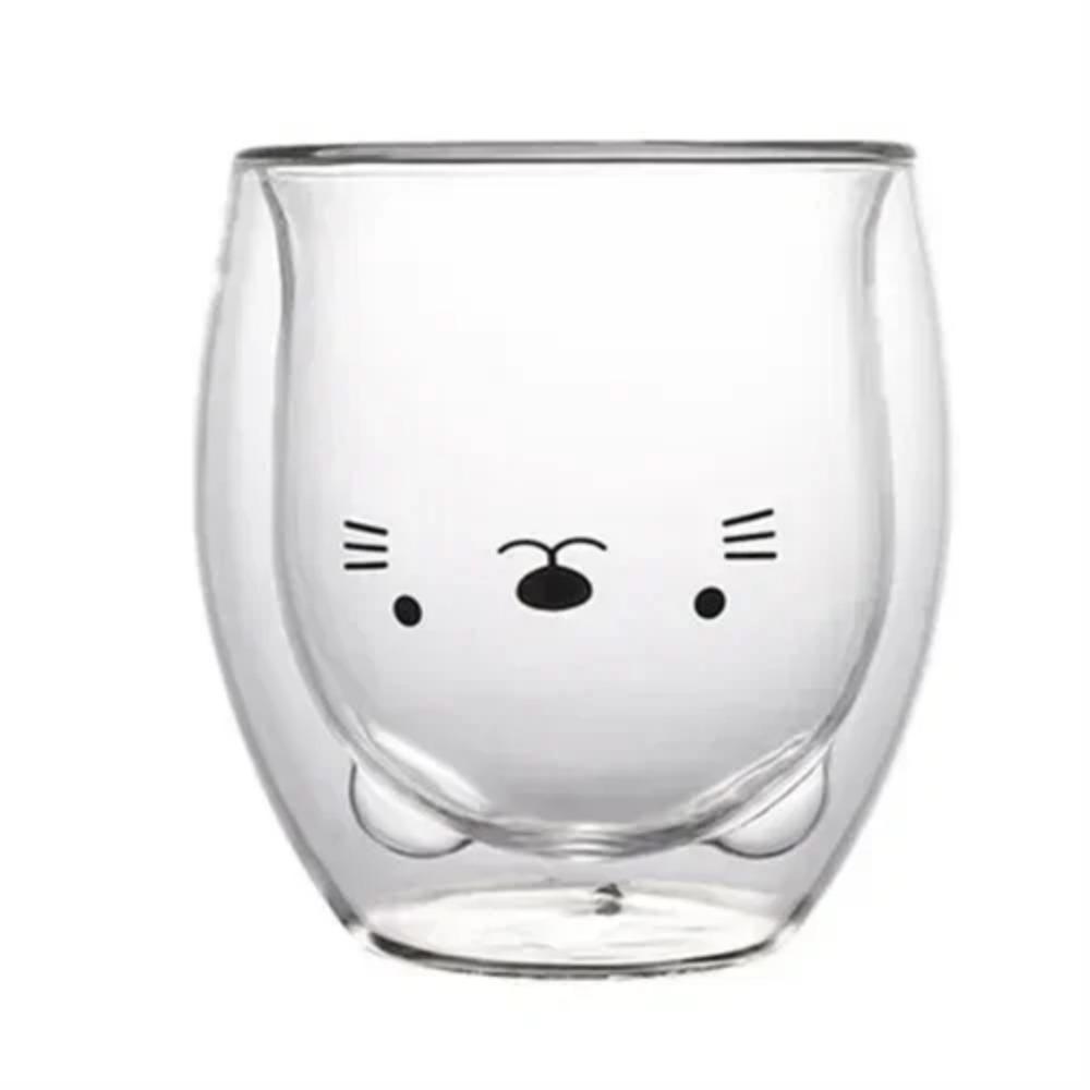 Double Wall Glass High Borosilicate Coffee Cup Heat Resistant Cute Animal Style Tea Mug Milk Juice Drink Glass for Friends Gifts