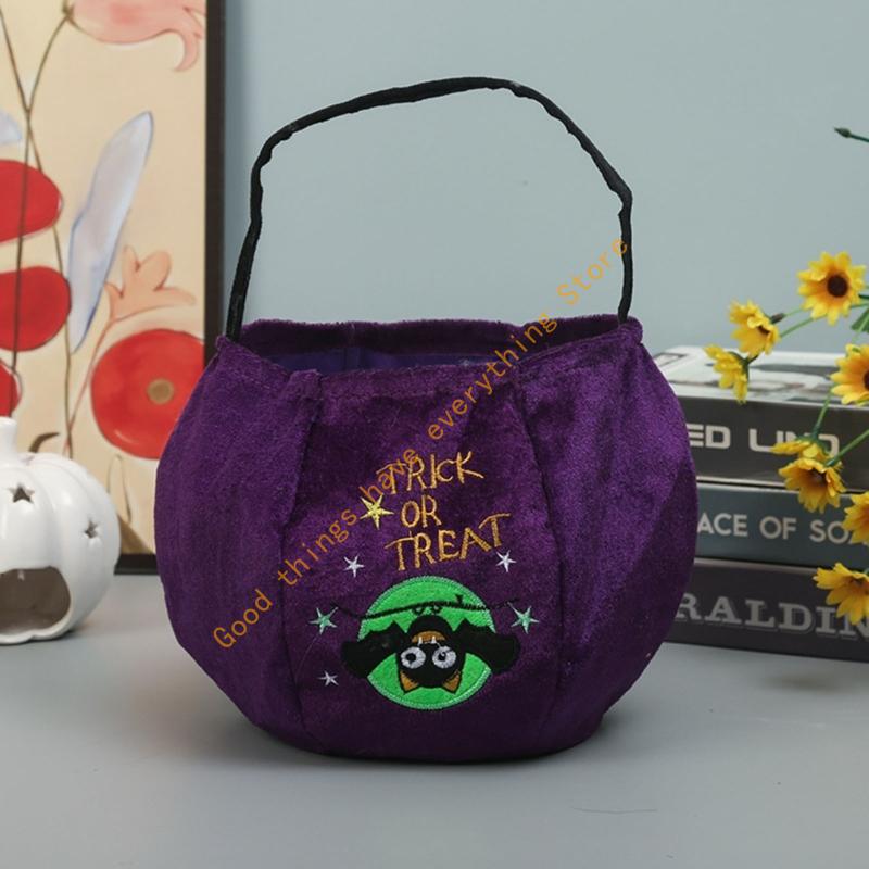Seasonal Pumpkin Collector Bag Big Capacity Design Sturdy Velvets Fabric Party Essential For Kids Gatherings 55KF