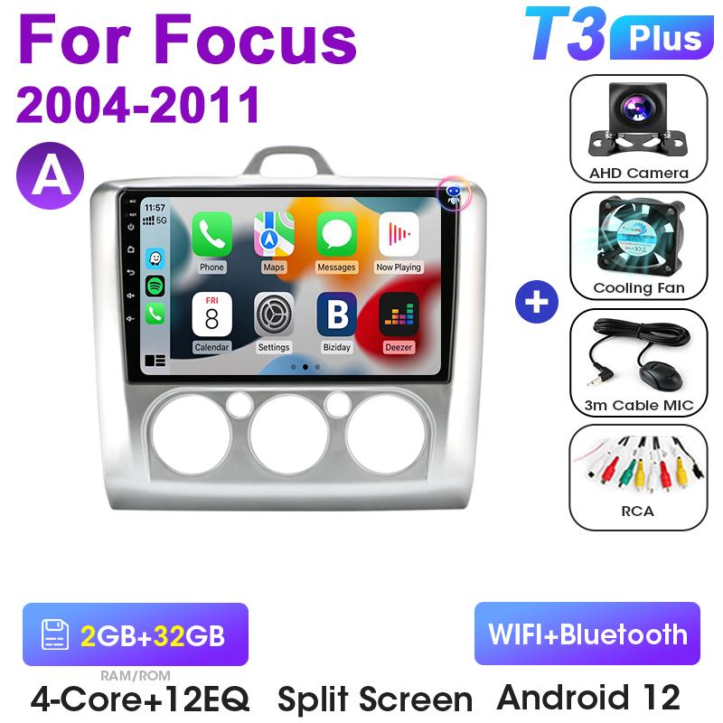 2 Din Android 12 Car Radio For Ford Focus 2 3 Mk2/Mk3 2004-2011 Multimedia Video Player GPS 4G Carplay Auto Stereo RDS Head Unit
