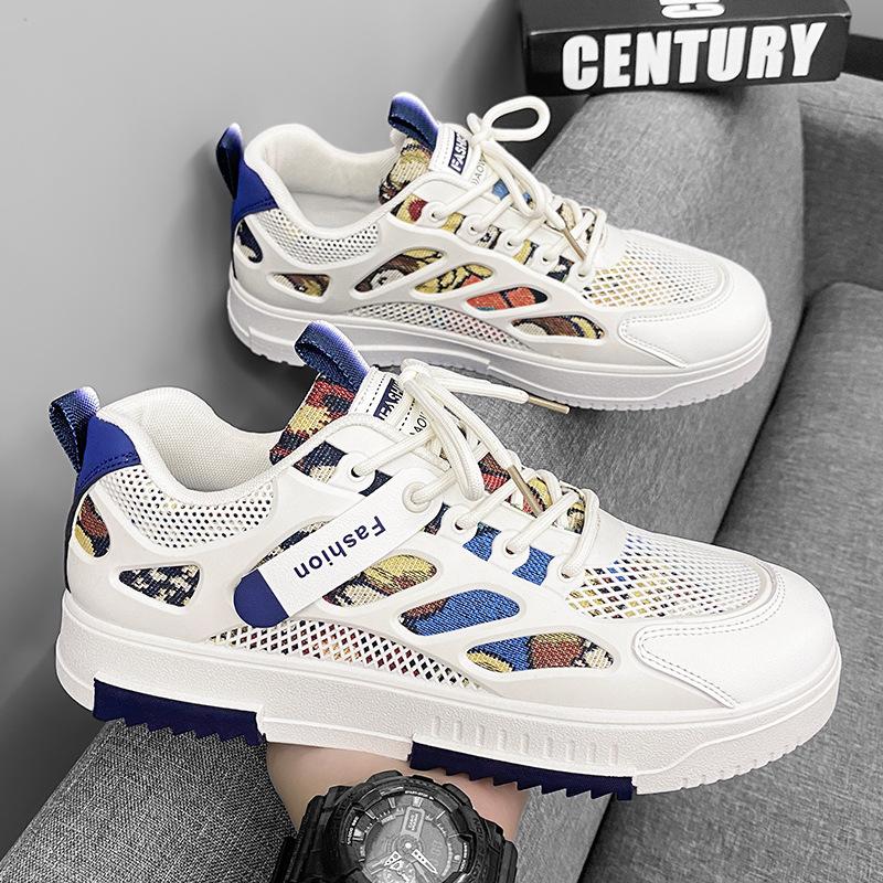 Men'S Shoes Breathable Mesh Shoes Casual Board Shoes Student Soft-Soled Sports Heightening White Shoes