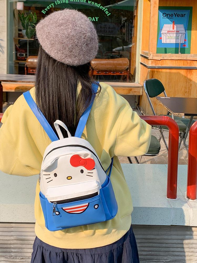 Hello Kitty Girls Mini Backpack With Cartoon Pu Material For Casual Daily Use