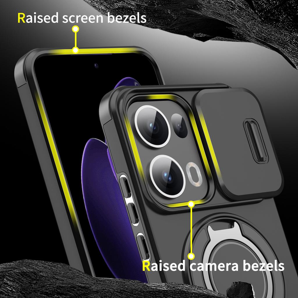 For Oppo Reno 15 Pro Case, Magnetic Camera Cover Phone  Case Cover with 360° Rotating Ring Holder for Oppo Reno 15 F/Reno 14/Reno 13 Pro