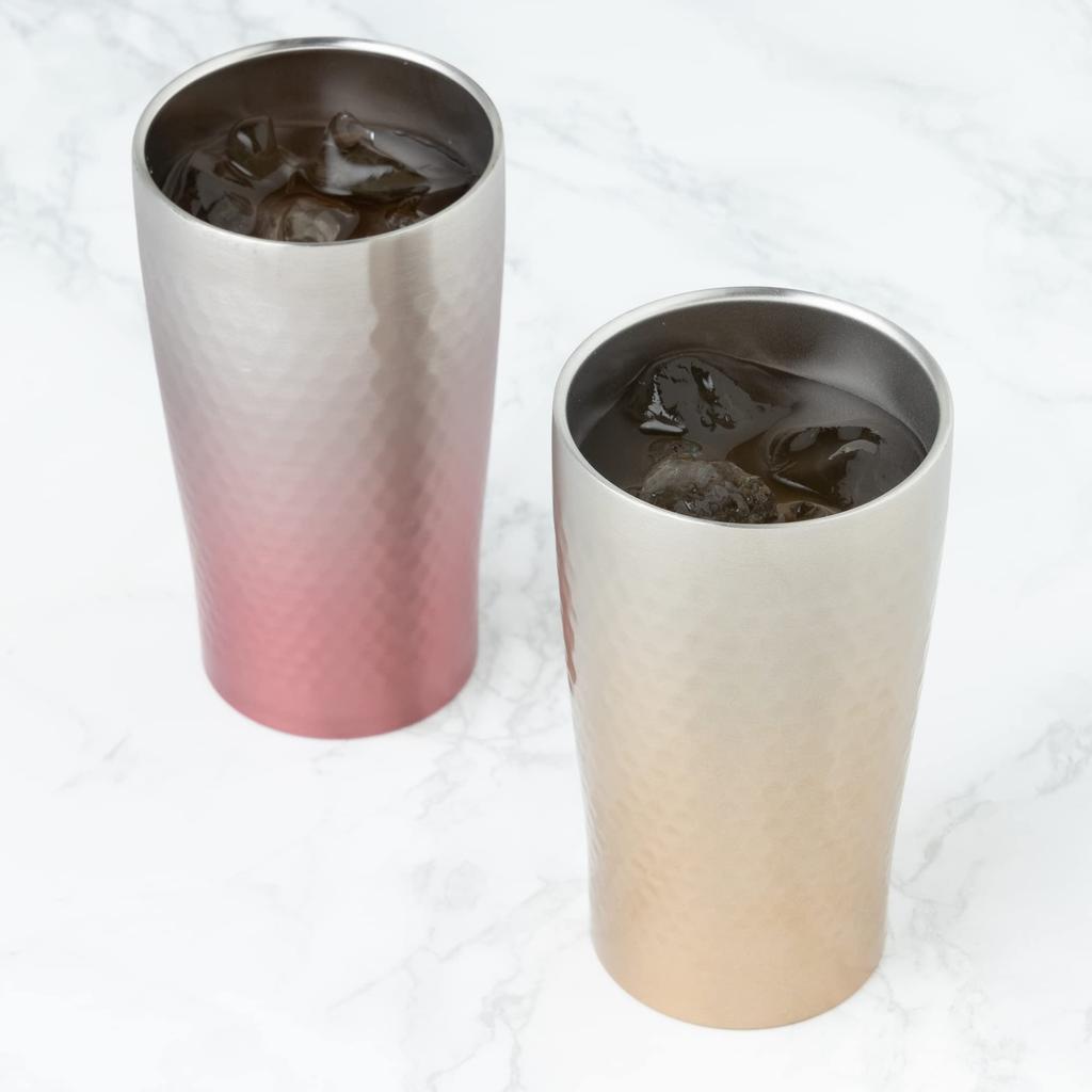 Maebata Tumbler Vacuum Insulated Pair Set Gradient 340ml Pink Gold Gold Stainless Steel Cup Luxe 52272 &