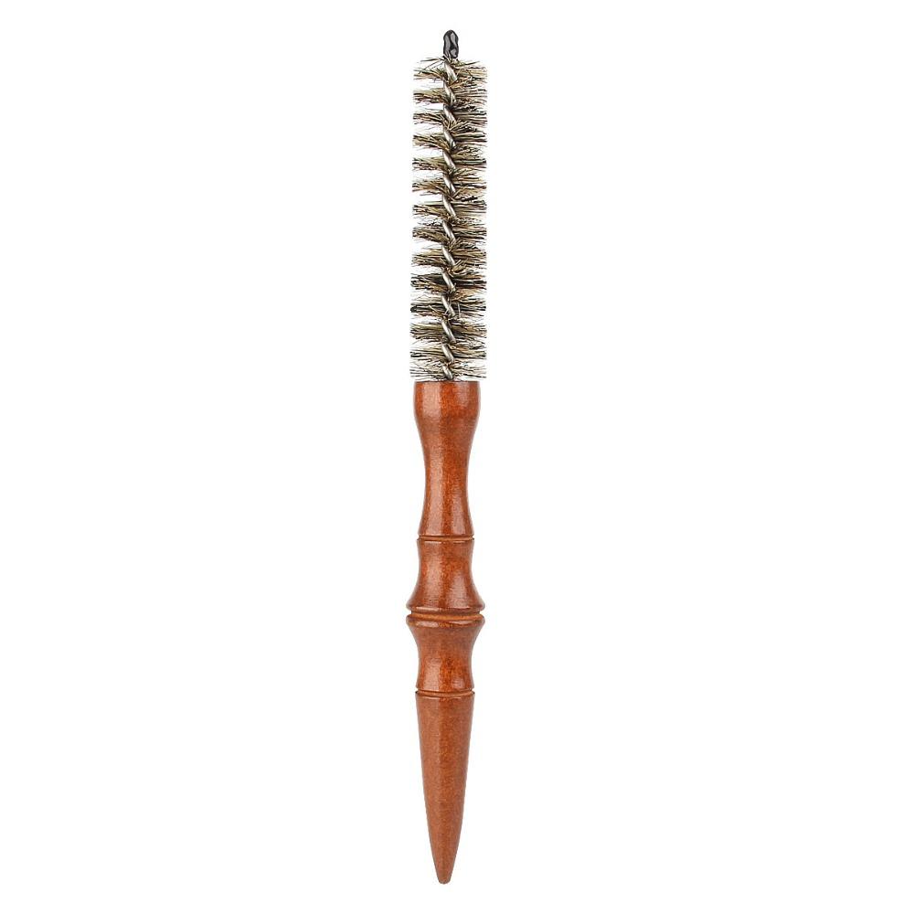 Antistatic Properties Mini Curling Comb Solid Wood Handle Hair Rolling Brush  Scalp Massage
