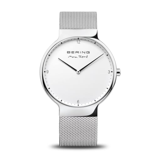 BERING Men's Analog Quartz Watch, Max Lune Collection, Stainless Steel Strap & Sapphire Crystal (15540-004), Officially Imported, 3-Year Internal Warr