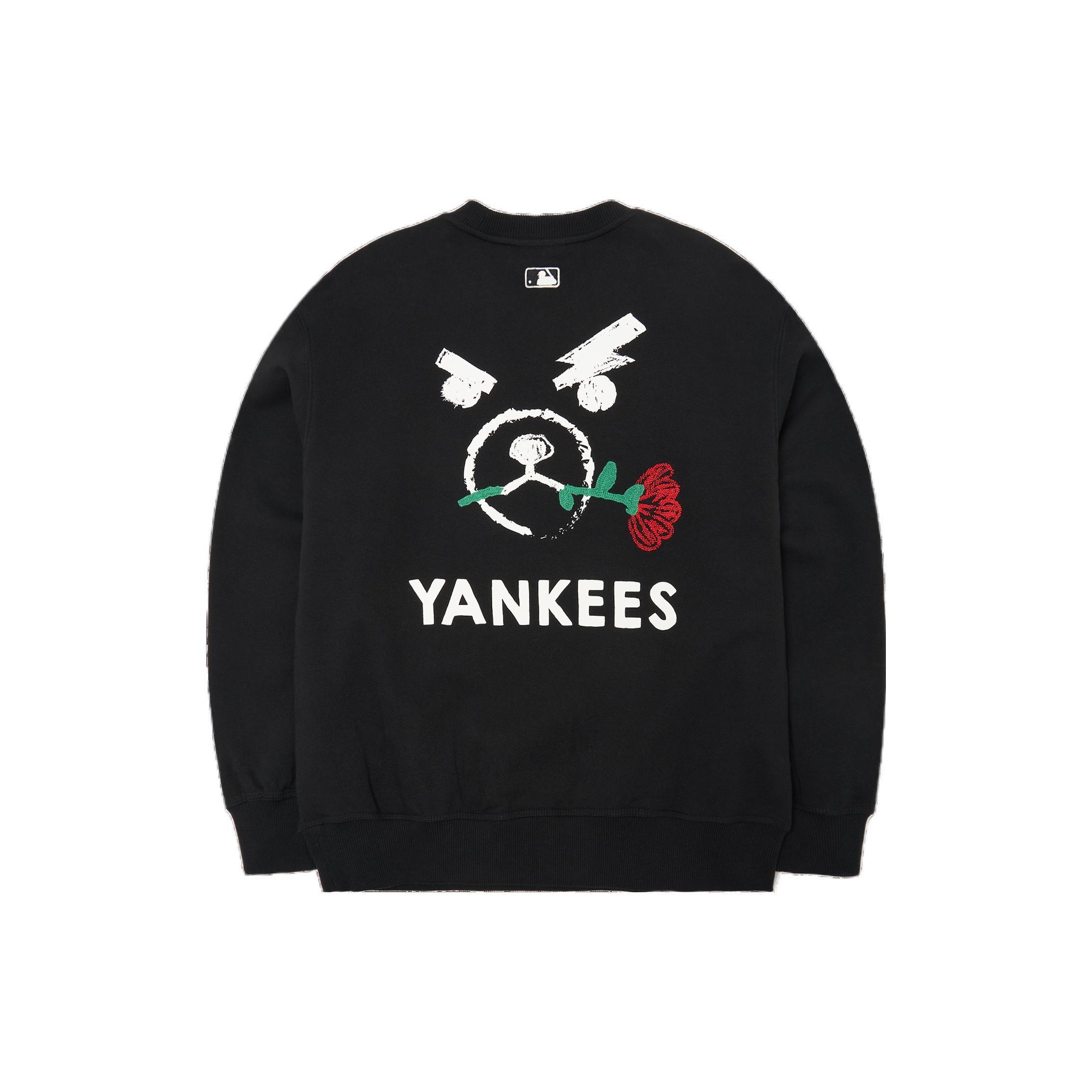 MLB New York Yankees Frowning Bear Print Amerikanisches Vintage Sweatshirt Unisex Sweatshirt Schwarz 3AMT00121-50BKS XS gray
