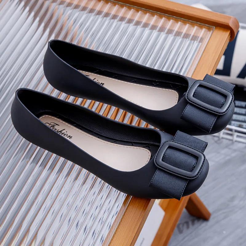 Fashion 2024 New Women's Sandals Solid Color Flat Bottom Fashion Round Head Summer Outerwear Daily Casual Flat Bottom Single Shoe