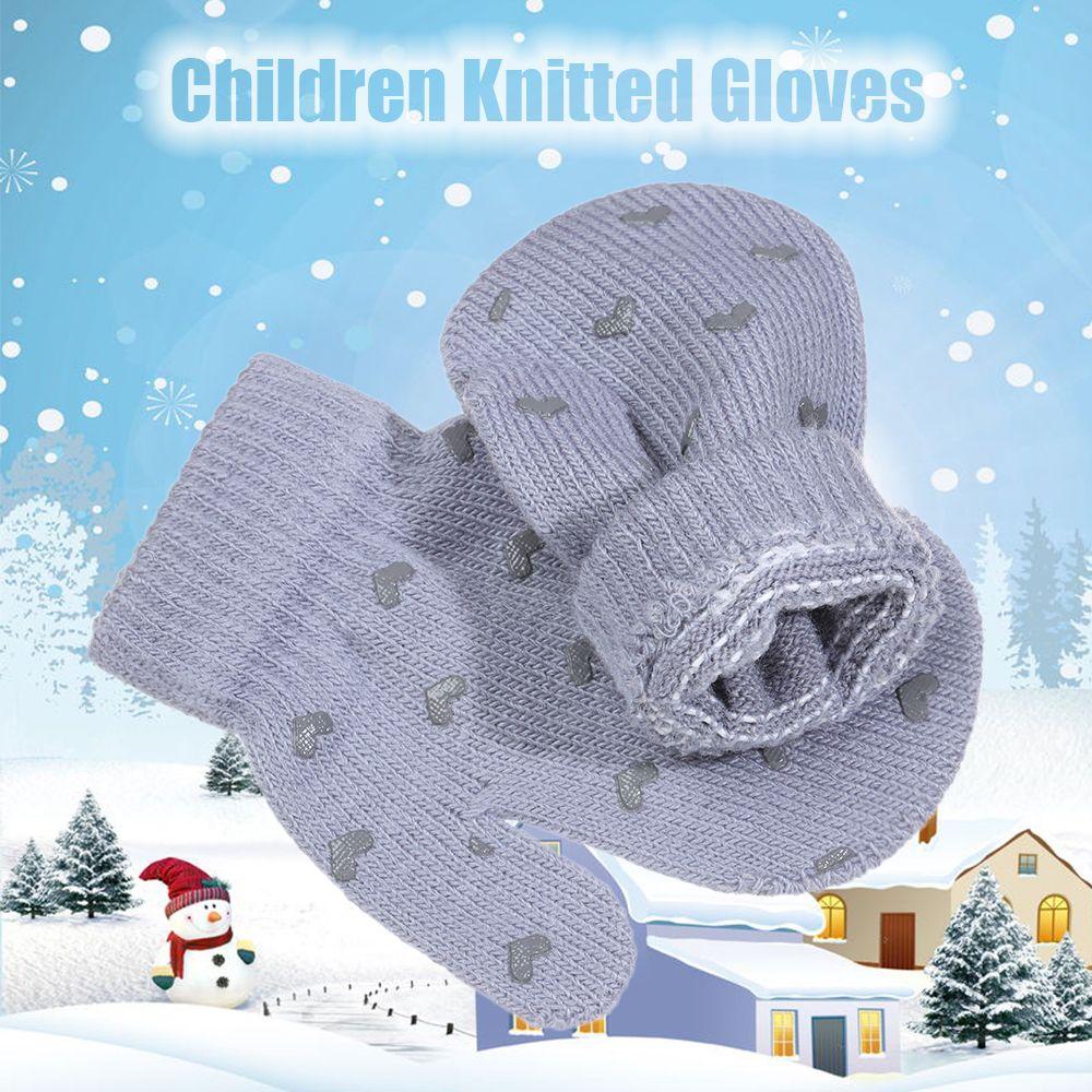 New Hot Soft Star Non-slip Knitted Mittens Kids Gloves Cute Cartoon Thick Warm