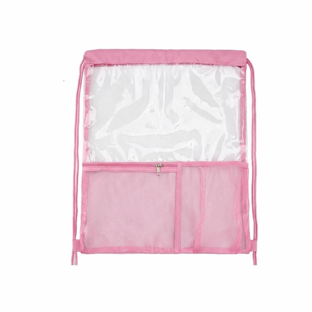 Foldable Drawstring Backpack Large Capacity Jelly Bag Casual PVC Transparent Bag Men розовый