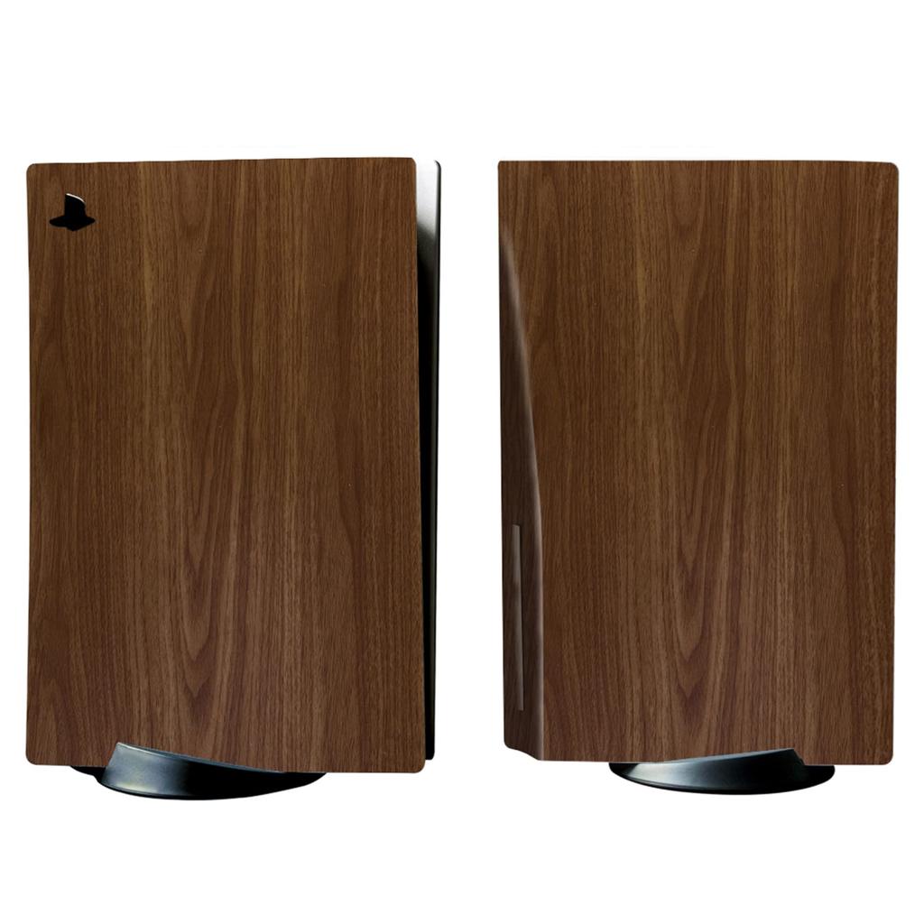 Stickere Personalizate PlayVital pentru Console PS5 Disc Edition, Controlere PS5, Stații de Încărcare, Căști și Telecomenzi Media [Design Imitație Lemn]