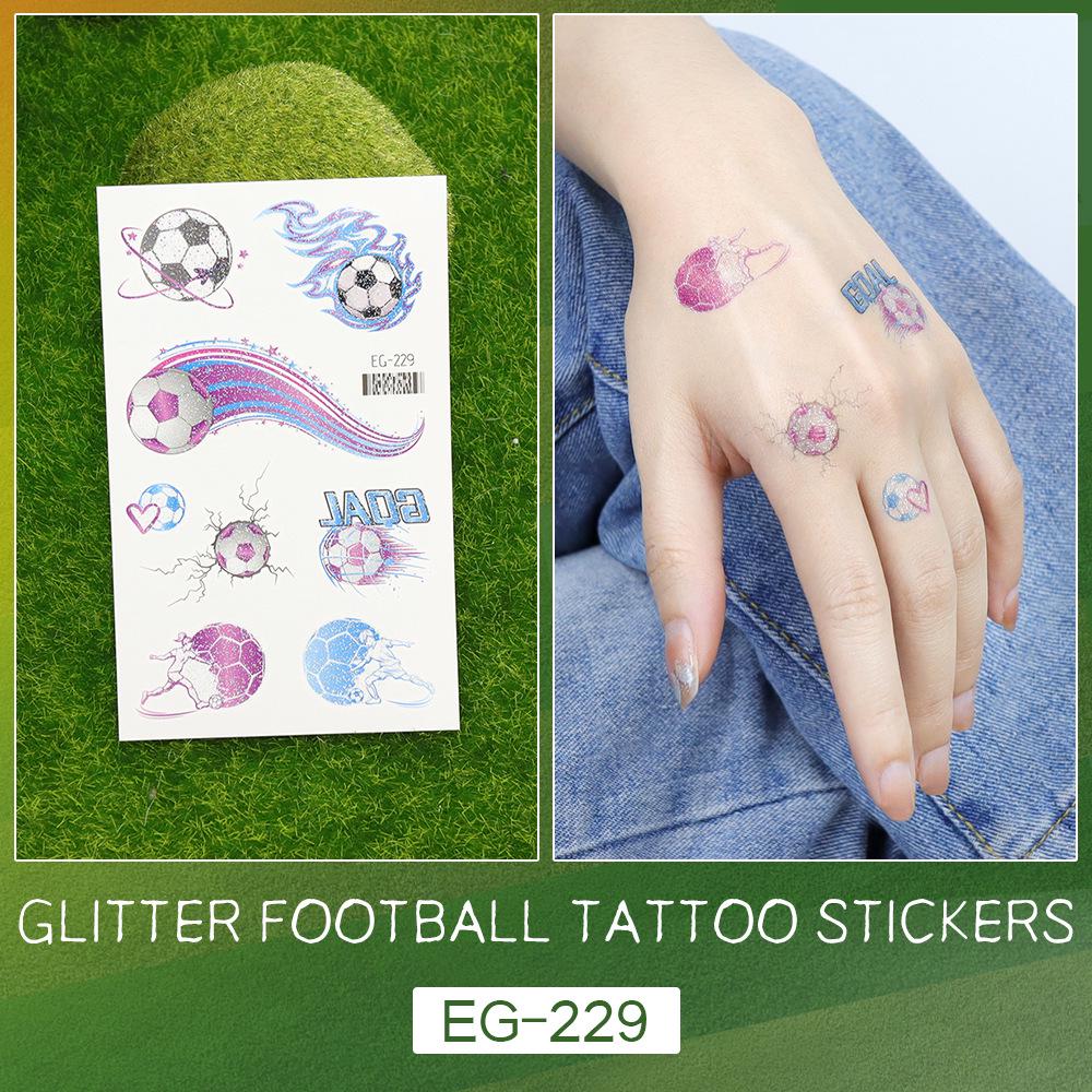 2026 World Cup Waterproof Glitter Football Face Tattoos