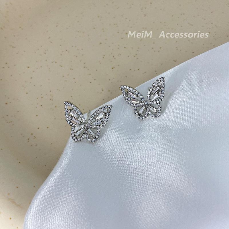 Blingbling super flash volle Diamanten dreidimensionales Schmetterlingsmuster Ohrstecker Trend-Ohrringe