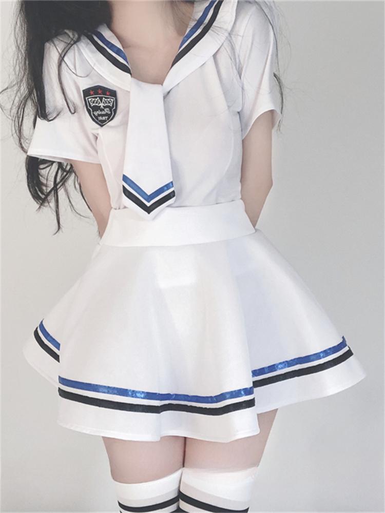Sexy Lingerie School Student Uniform Role Play Costume Women Cute Mini Skirt Tight Blouse Set Porn College Girl Cosplay Anime