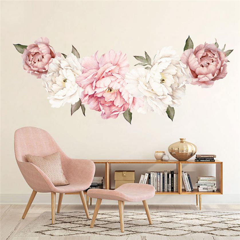 Wall Decor Wallpaper Peony Flowers Eco-friendly Waterproof 1Pc Mural Art Wall Stickers