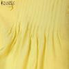 ZANZEA Women Casual Short Sleeve O-neck Ruffled Pleating Elegant Blouse