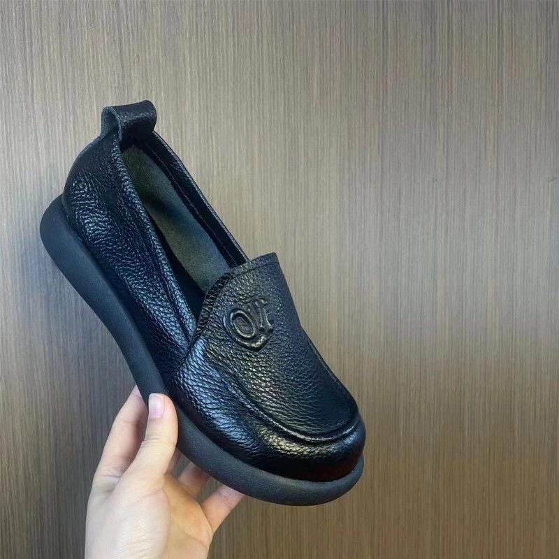 

Маленькие белые женские туфли из натуральной мягкой кожи, туфли Doudou на плоской подошве, весенние повседневные туфли на все сезоны с мягкой подошвой и одной педалью 35 чёрный