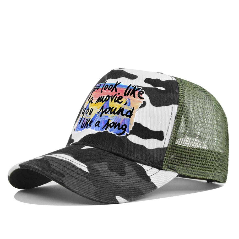 Summertime Printed Cap Letter Mesh Breathable Hat Women Men Baseball Cap Sunshade Outdoor Sports Cycling Travel Sun Hat Dad Hat