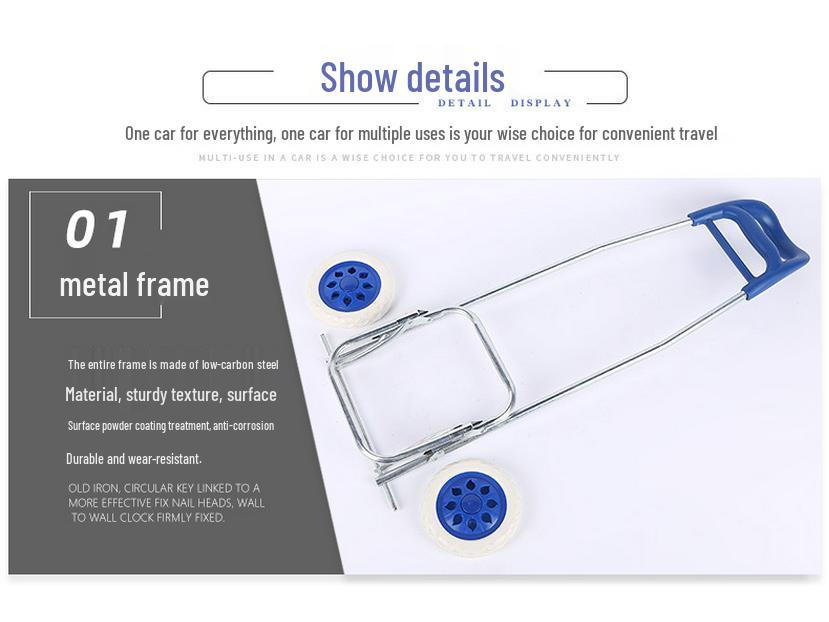 Portable Folding Shopping Cart with Stair-Climbing Wheels and Pull Handle