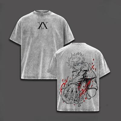 Hot Anime Hunter X Hunter Killua Graphic Tee Men Women Clothing Washed Cotton Tshirt Casual T-shirt Harajuku Vintage T Shirt
