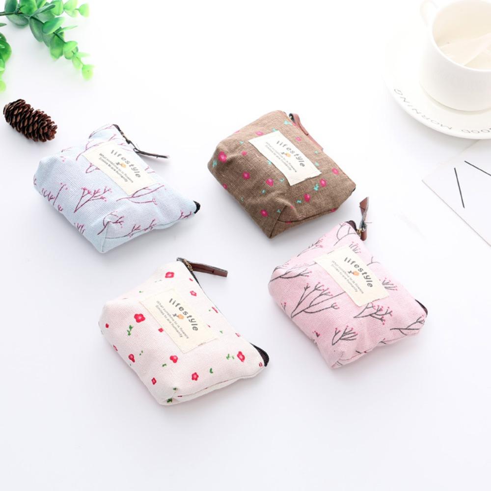 Cute Canvas Floral Coin Purses Gift Bag with Clasp Kiss Lock Change Pouch Mini Coin Wallet Vintage Trinkets Pouch
