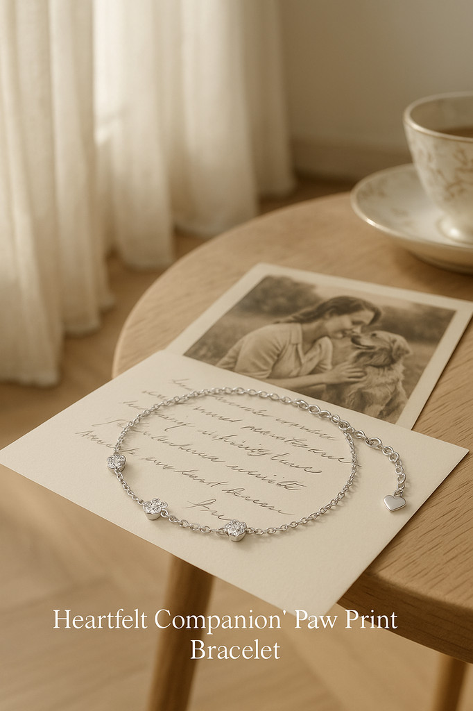 Bamoer 925 Sterling Silver Dog Paw Print Bracelets, White Gold Plated Adjustable Bracelets for Women Girls Pet Lover Gifts