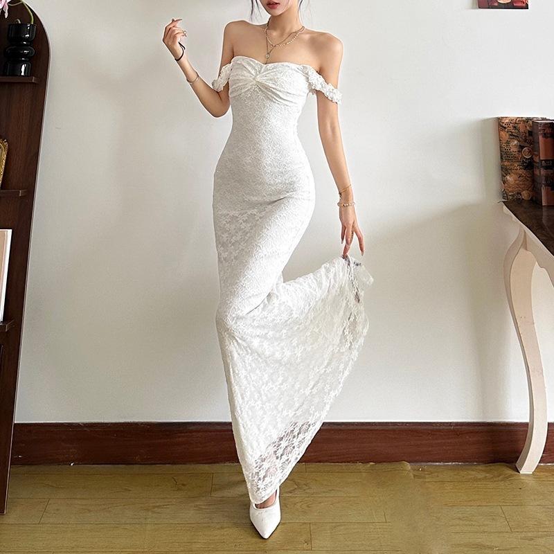 KD European and American wind spring new women's clothing suspender long dress sexy slim solid color dress