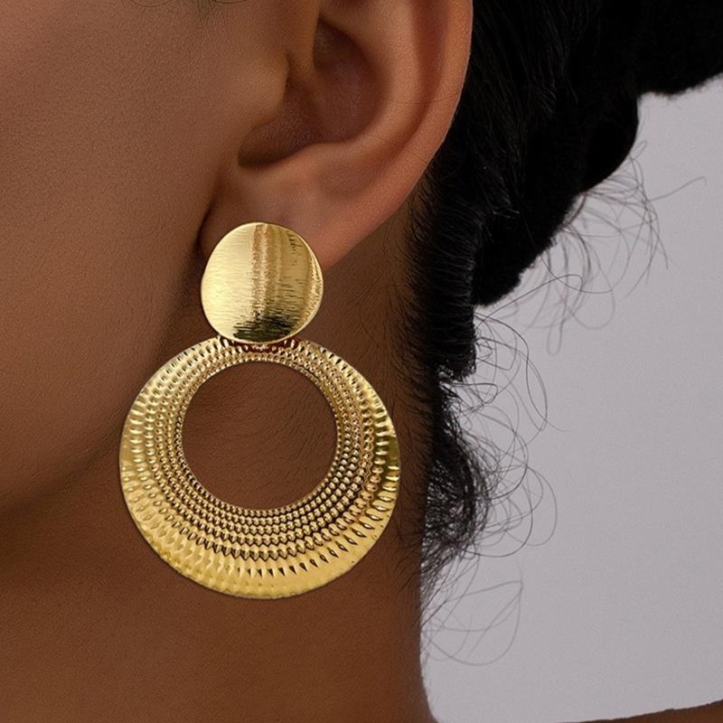 Geometric Circle Studs Earrings Statement Round Hoop Earrings Alloy Ear Studs Wedding Accessories Jewelry for Women
