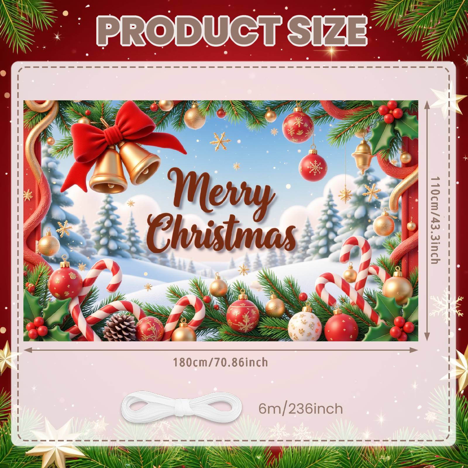 

Xmas Display Festive Festive Background Holiday Backdrop Gold Ornaments Winter Display For Family Reunion Home Decor Christmas