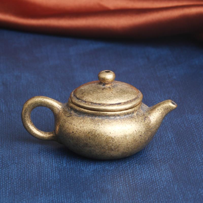 Brass Traditional Teapot Desktop Decoration Tea Ornaments Kettle Antique Handheld Artsy Object Old Copper Ware Wholesale