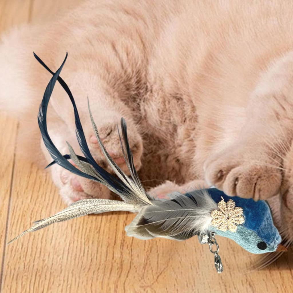 Bird Toy For Cat Interactive Feathers Exercise Teaser Hangable Kitten Boredom Toy With Bells For Indoor Cats Pets Boredom Relief