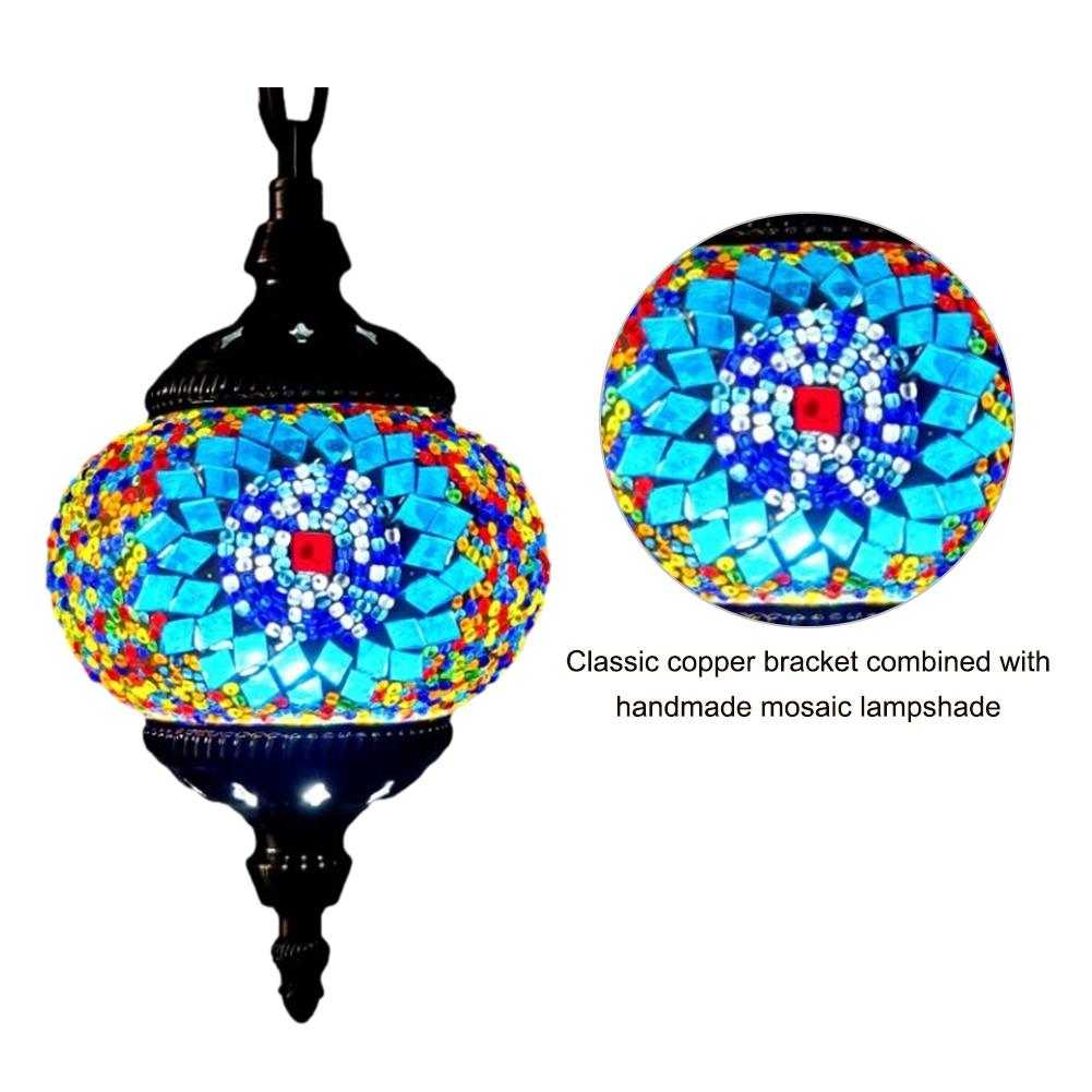 Turkish Moroccan Mosaic Pendant Chandelier Decorative Glass Globe Fixture Living Room Bedroom Home Decor Hardwired Decoration