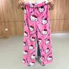 Women's Cartoon Cat Christmas Fleece Pajama Pants (EU Size, Customizable Label)