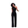 Women's One Shoulder Sleeveless Jumpsuit High Waist Flare Pants Solid Color Streetwear Casual Two Piece Outfit