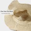 Elegant Hand Crocheted Paper Straw Sun Hat Women Breathable Wide Border Beach Hat Summer Outdoor Travel Accessory