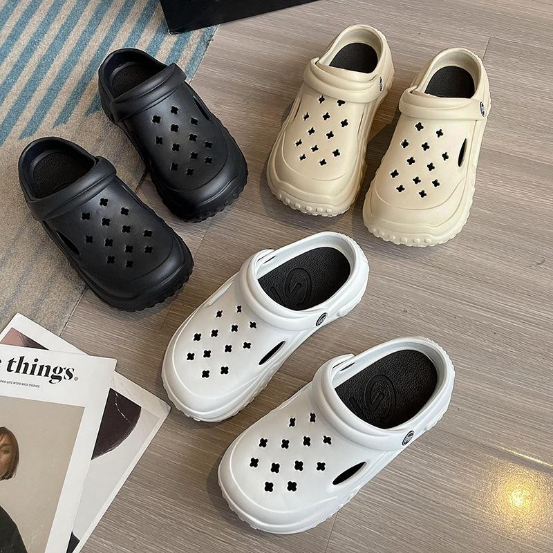 2025 pantofi populari cu talpă cu găuri, papuci cool cu vârf în pungă, cu talpă groasă, anti-alunecare, de purtat pentru femei, plajă la malul mării, senzație de călcat pe rahat, bărbați