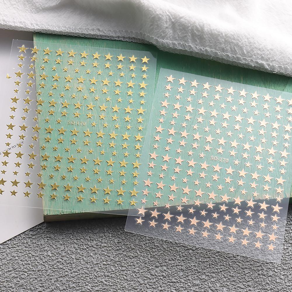 Sliver Stars Nails Stickers 3D Bronzing Laser White Cross Starlight Glossychic Y2k Stylish Adhesive Manicure Decorations SO-167