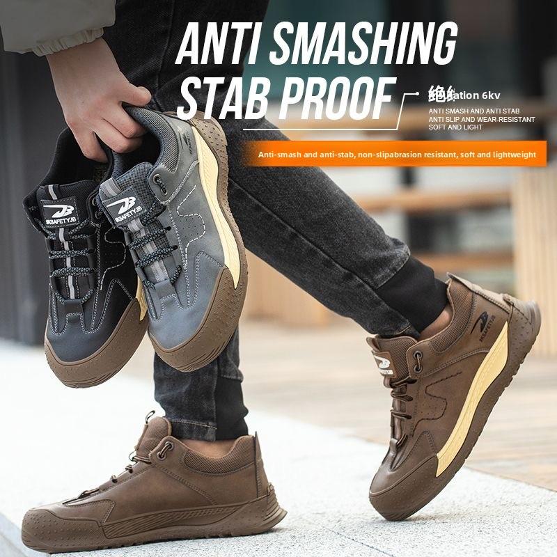 Men's Safety Shoes Insulated Labor Protection Shoes Breathable Anti Smashing Puncture Comfortable Men's Safety Tennis Steel Toe