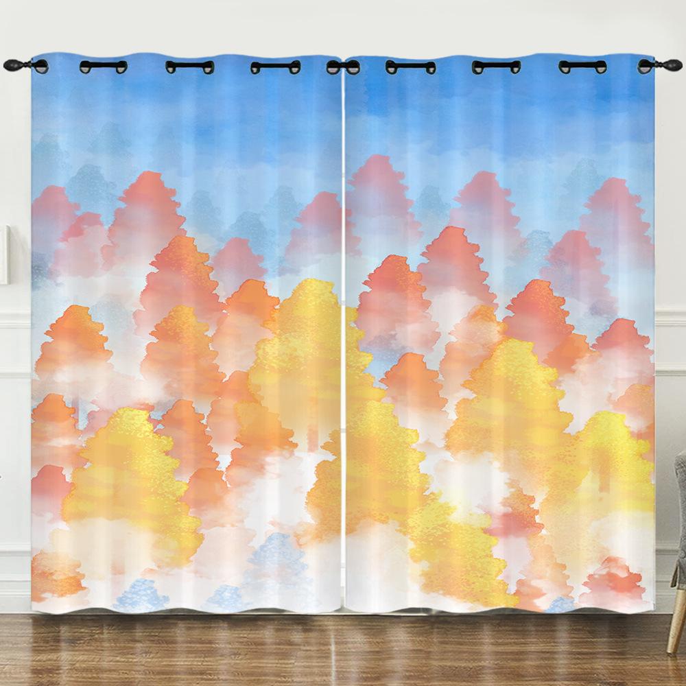 Curtain Cartoon Animal Curtain Digital Printing 3D Blackout Curtain Blindout Bedroom No Punching