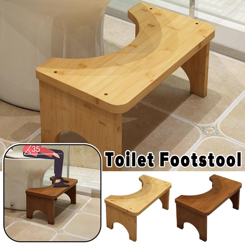 Sturdy Bamboo Toilet Squat Stool Adults Children Toilet Auxiliary Foot Stool Wide Stable Bathroom Potty Stool Portable Design