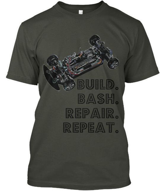 Rc Car Addicted Ltd Tees Build. Bash. Repair. T-Shirt Made in USA Size S to 5XL Unisex T-Shirt M