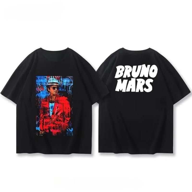 2026 SpringSummer Bruno Mars Tshirt with Street pure cotton Print Streetwear Fashion Luxury Casual Vintage Short Sleeve top