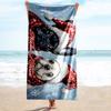 1PC Custom Name Winter Festive Pups Beach Towel Highly Absorbent And Sand-Resistant Towel for Swimming, Pool, Yoga, And Travel Lightweight