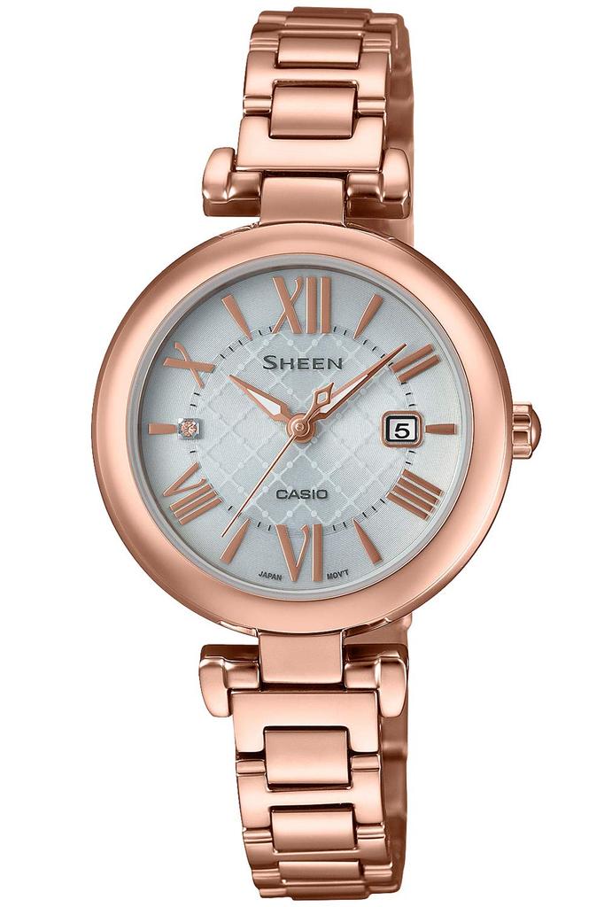 Casio Scene Solar Watch with Interchangeable Pink Gold Band, SHS-4502LTD-7AJR, Women's,