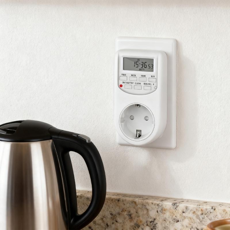 Digital Timer Automatic Power Outlet With LCD Panel Programmable Feature Schedule Safe For Home And Office Use