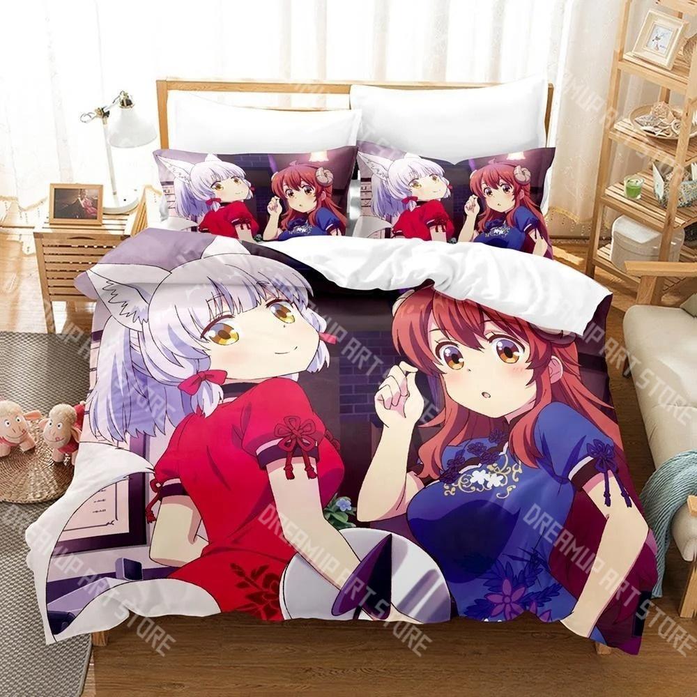Fashion Anime Girls The Demon Girl Next Door Bedding Set Single Twin Full Queen King Size Bed Set Kids Bedroom Duvetcover Set