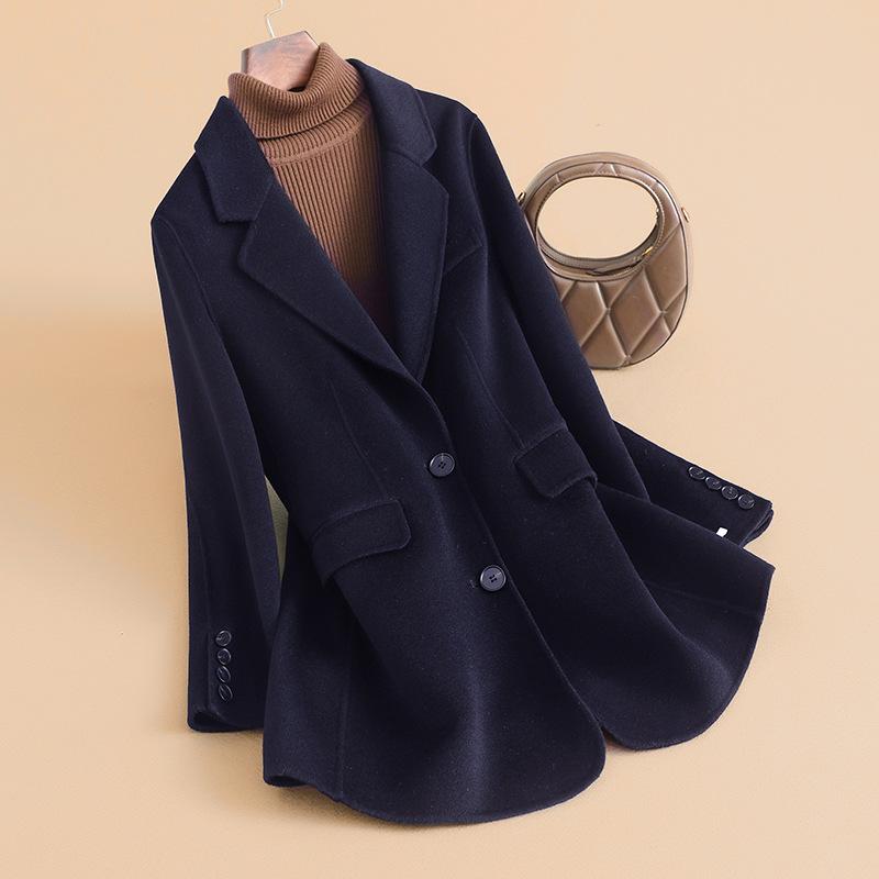 

Autumn new short suit double-sided woolen coat small man high-end woolen coat wool coat M recommends about 101-55kg темно-синього кольору